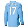 Jalkapallo Pelipaidat/Peliasut Manchester City De Bruyne 17 Kotipelipaita 2024-25 Pitkähihainen